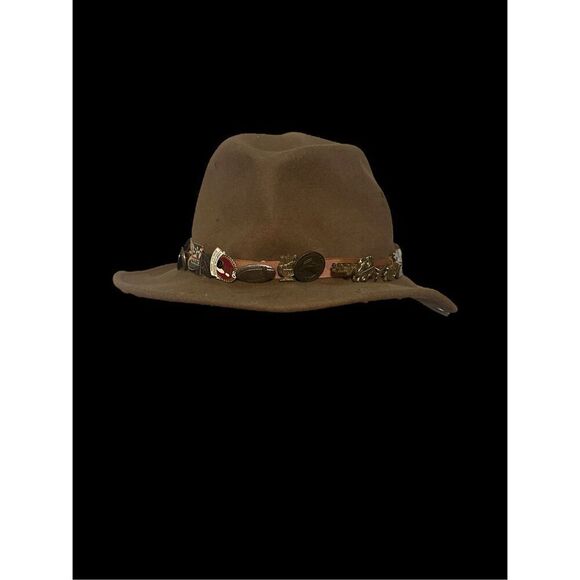 RARE VINTAGE PREOWNED Country Gentlemen Brown 100% Wool Lite Felt Safari Fedora - Picture 1 of 12